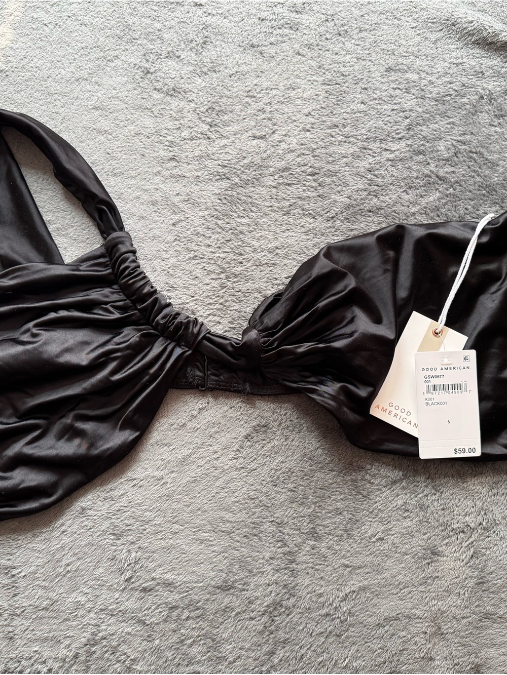 Good American "The Good '90s" bikini top in shiny black